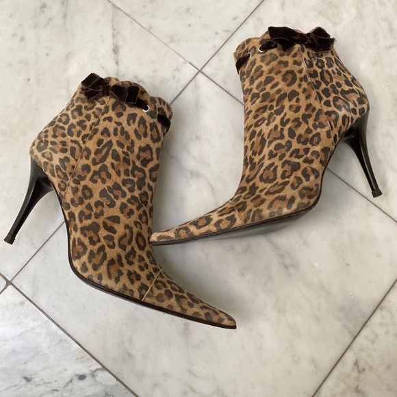 Italian Animal Print Leopard Boots 37/ US 7 - Picture 2 of 13